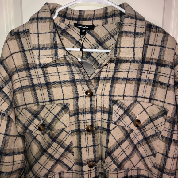 Mittoshop Plaid Flannel Shacket Jacket Size Large New - Picture 2 of 8